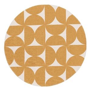 Loopsie-120cm X 120cm-almere Gold And Ivory Geometric Washable Round Rug