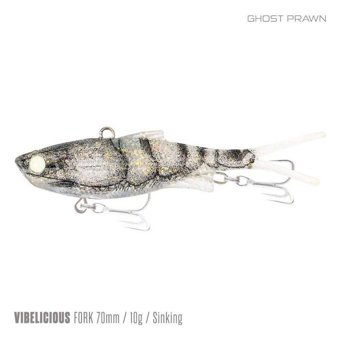 Samaki Vibelicious Fork Tail Vibe 70mm Soft Plastic Fishing Lure Ghost Prawn