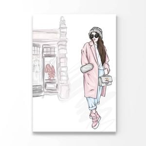 Stylish Girl with Elegant Bag Print 100% Australian Made 90x120cm (Stretched Canvas)