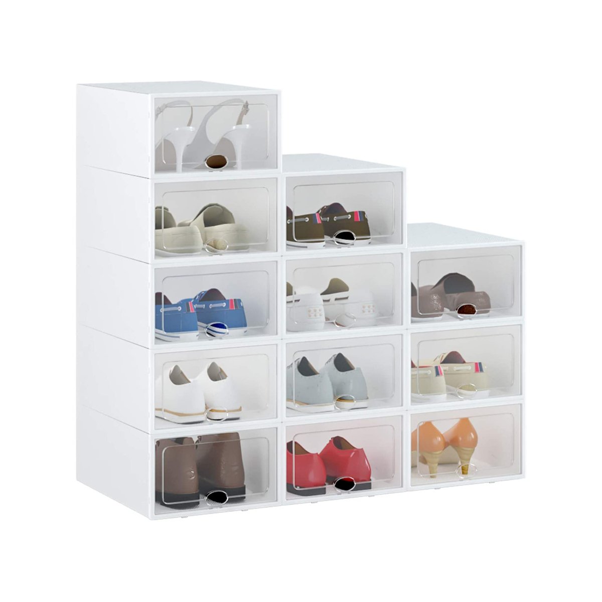 Advwin 27 Pcs Display Shoe Box Stackable Sneaker Organizer Rack Plastic