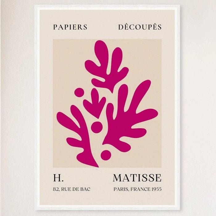 Galrie Henri Matisse Pink Foliage II Art Print 1955 Exquisite Art for Your Home, White Frame, 70 x 100cm (28 x 40inch)