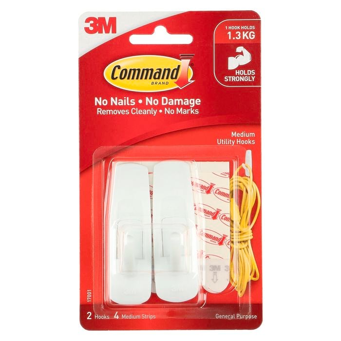 Command Medium White Adhesive Hooks - 2 Pack