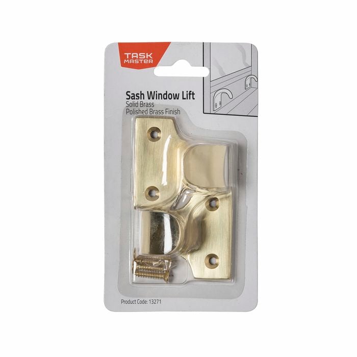 Taskmaster 42 x 32mm Polished Brass Sash Lift - 2 Pack
