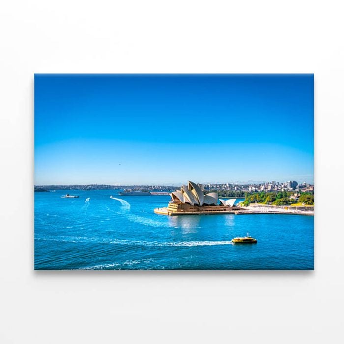 Sydney Opera House with Boats at Sunrise  Print 100% Australian Made 90 x 60cm  (Stretched)