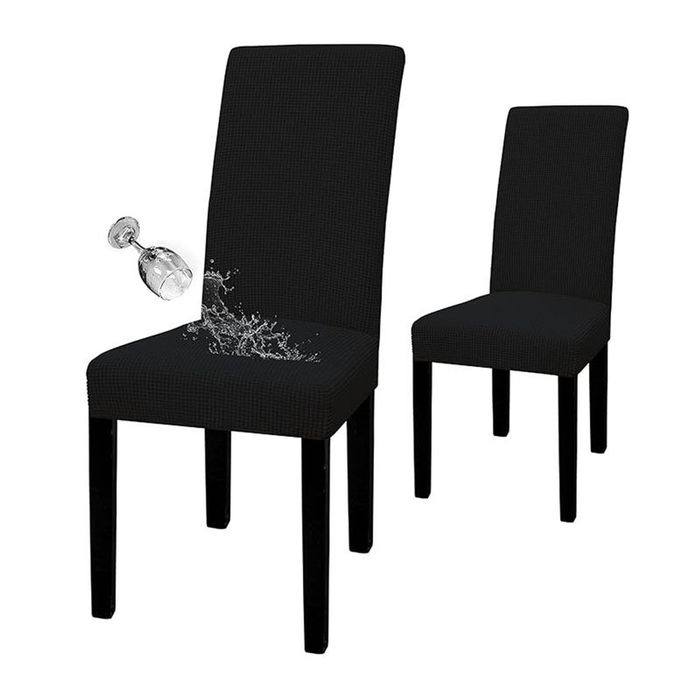 Catzon 2 Pcs Dining Chair Covers Waterproof Stretch-Black