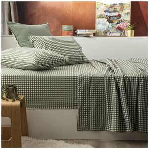 Park Avenue Single Flannelette Fitted Sheet Set 175GSM Egyptian Cotton Gingham