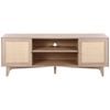 P&P Oak Rattan TV Stand 75 Inch Boho Entertainment Unit with Power Outlet