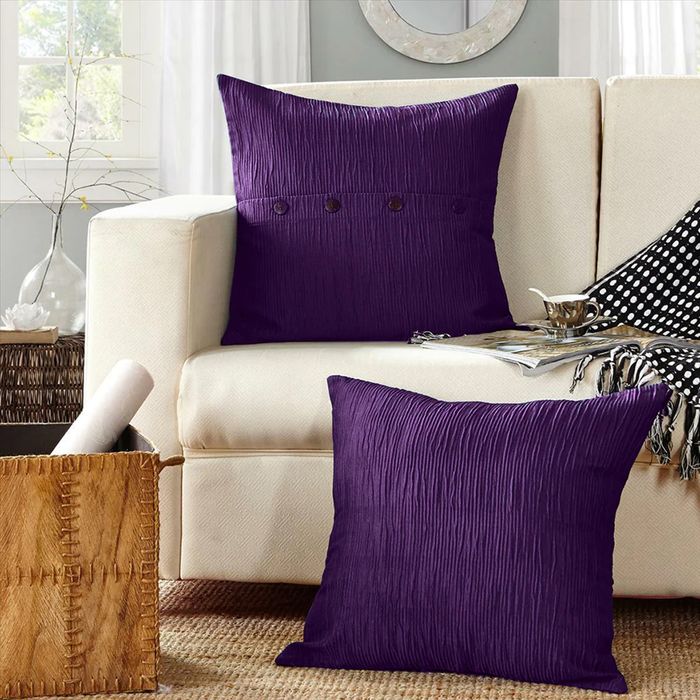 CottonMore 2pcs of Seersucker Cushion Covers Purple 45x45cm