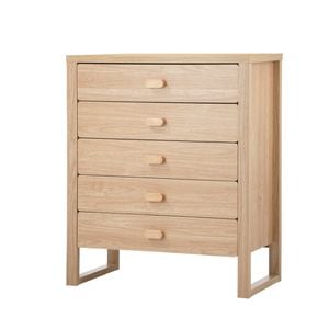 Oikiture 5 Chest Of Drawers Dresser Tallboy Storage Desk Bedroom Natural