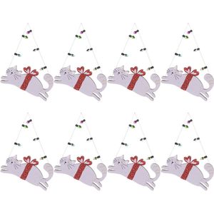 8PK Urban Perfect Pets Christmas Cat w/ Lights Hanging Decoration 8cm Assorted