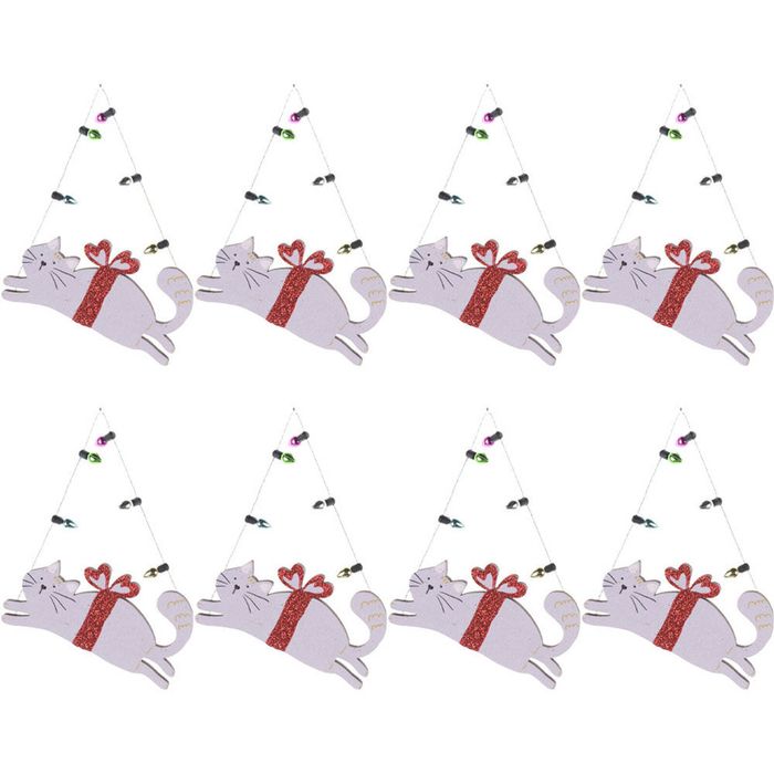 8PK Urban Perfect Pets Christmas Cat w/ Lights Hanging Decoration 8cm Assorted