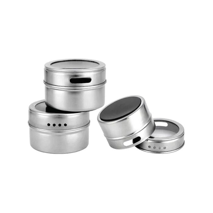 50x 150g Magnetic Spice Jar Stainless Steel Tin Herb Seasoning Storage Container