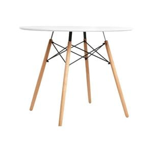 Artiss 0.9M Beech Wood Legs Dining Table Round White