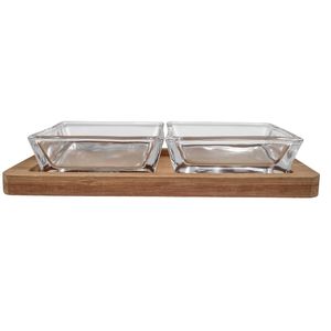 Square Glass Bowls Serving Set - 3 Piece