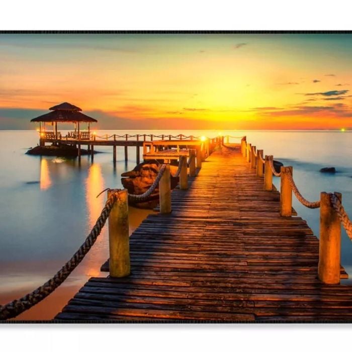 Wooden Pier Between Sunset  Print 100% Australian Made 120x90cm  (Poster)