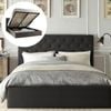 Istyle Chester Double Gas Lift Ottoman Storage Bed Frame Fabric Charcoal