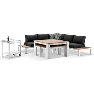 Nova Outdoor Aluminium Lounge & Dining Setting W/ Bar Cart