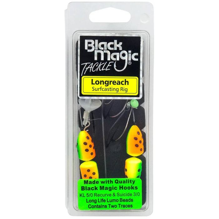 Black Magic Longreach Pre Made Surf Bottom Pulley Fishing Rig Green / Yellow Float