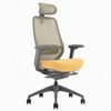 Desky CoilFlex Ergonomic Office Chair - Yellow and Grey with Headrest