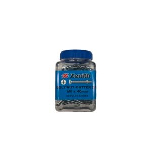 Zenith M6 x 40mm Zinc Plated Bolt And Nut Gutter - 50 Pack