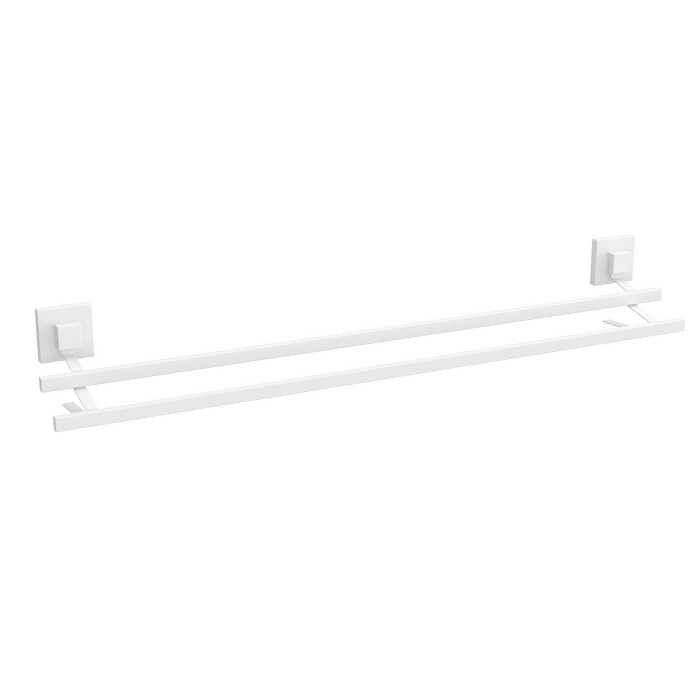 Fusion-Loc 80cm Matte White Style Suction Double Towel Rail