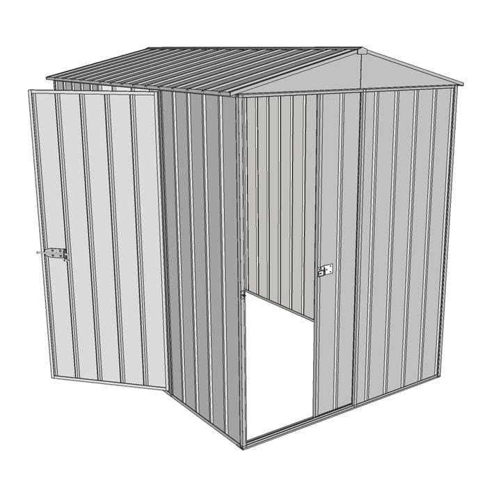 Build-a-Shed 1.5 x 2.3 x 2.3m Single Hinged Side Door Gable Shed - Zinc