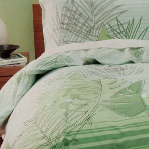 Homeport Whitsunday Green Printed Foliage Quilt Cover Set Single