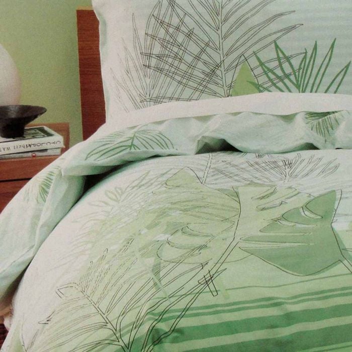 Homeport Whitsunday Green Printed Foliage Quilt Cover Set Single