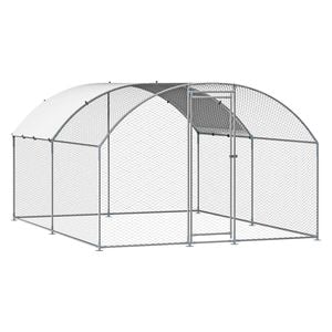 VEVOR 300x400x200cm Metal Chicken Coop with Cover Spire Roof Security Lock for Farm