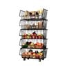 CARLA HOME Metal 5-Tier Rolling Vegetable and Fruit Basket Cart Stand for Kitchen