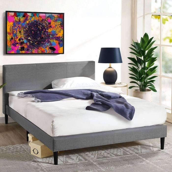 Zinus King Bed Frame Base Fabric Dark Grey