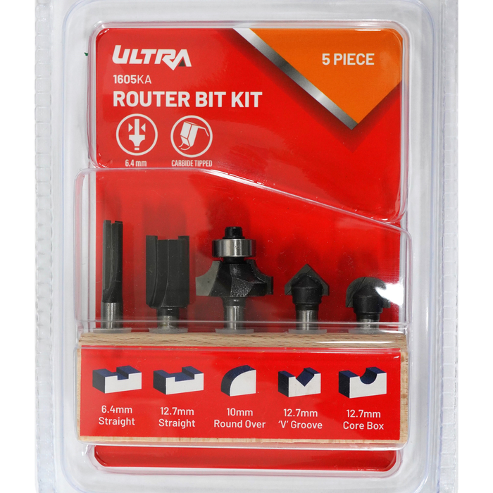 Ultra 6.4mm 5 Piece Router Bit Set