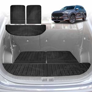 3 Pcs Boot Liners For Hyundai Santa Fe Santafe 2018-2023 All Weather Heavy Duty Cargo Trunk Cover Mat Luggage Tray Accessories