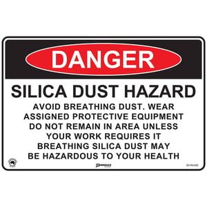 Pinnacle 600 x 400mm Poly Danger Silica Dust Avoid Breathing 