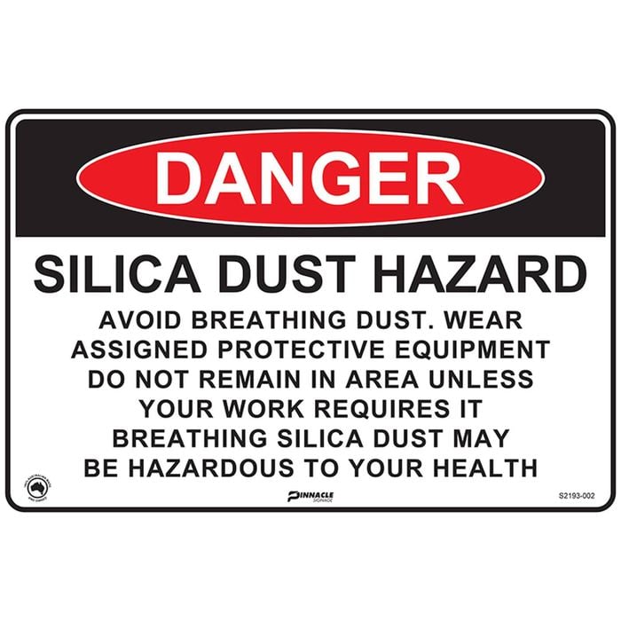 Pinnacle 600 x 400mm Poly Danger Silica Dust Avoid Breathing 