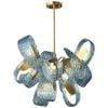 LumenSphere Aquaflow 12-Light Chandelier - Brass Finish, Aqua Glass, Brass Frame, G9 Base
