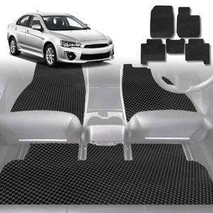 6D Diamond Car Floor Mats for Mitsubishi Lancer 2007-2017-Full Set-Black-Outback GT