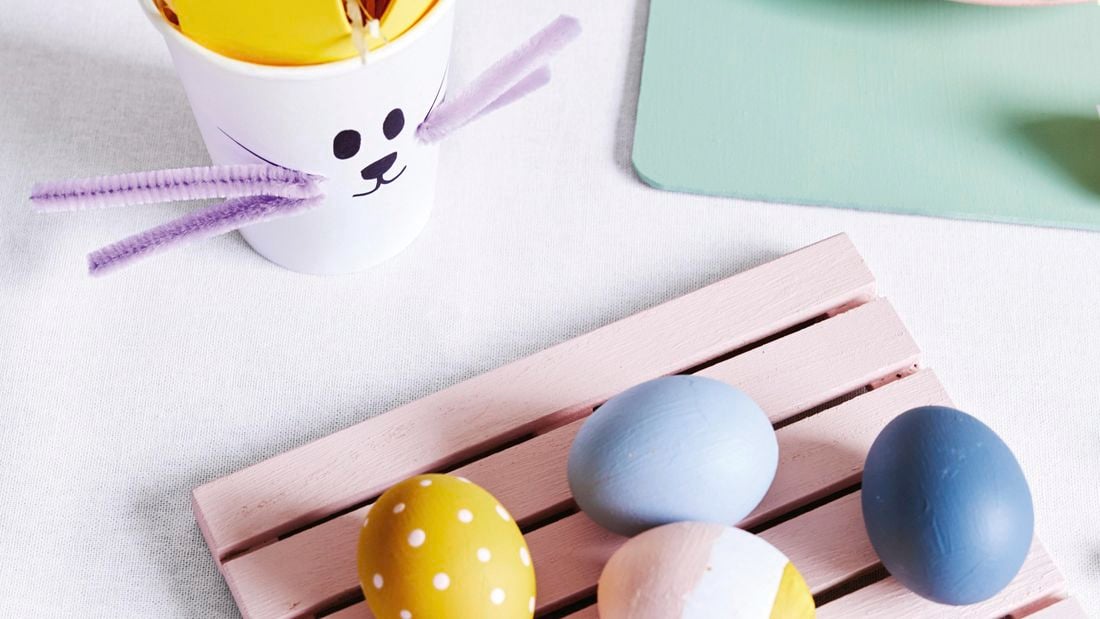 Four painted Easter eggs