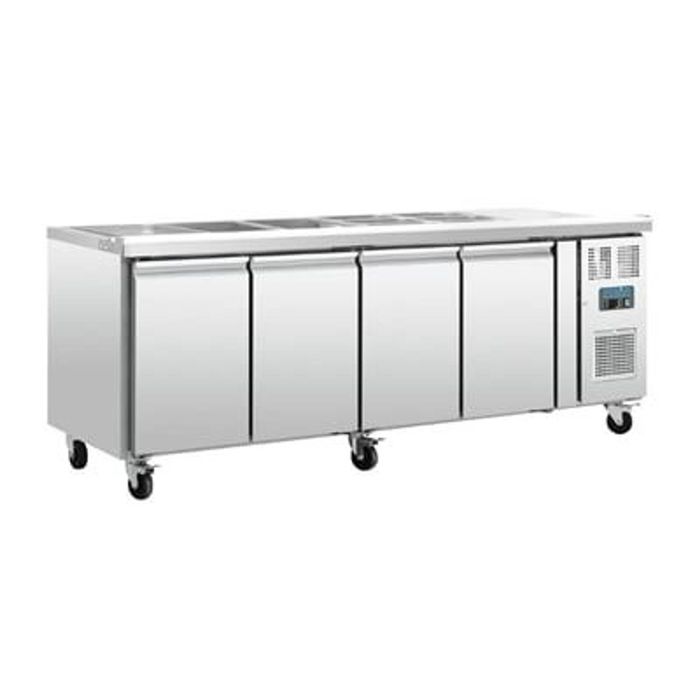 Polar 4 Door Counter Fridge U-series Undercounter Stainless Steel 553l 860x2230x700mm