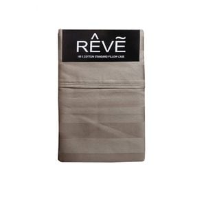Bloomington Pair of Reve 100% Cotton Standard Pillowcases 48 x 74 cm Vertical Stripe Mocha