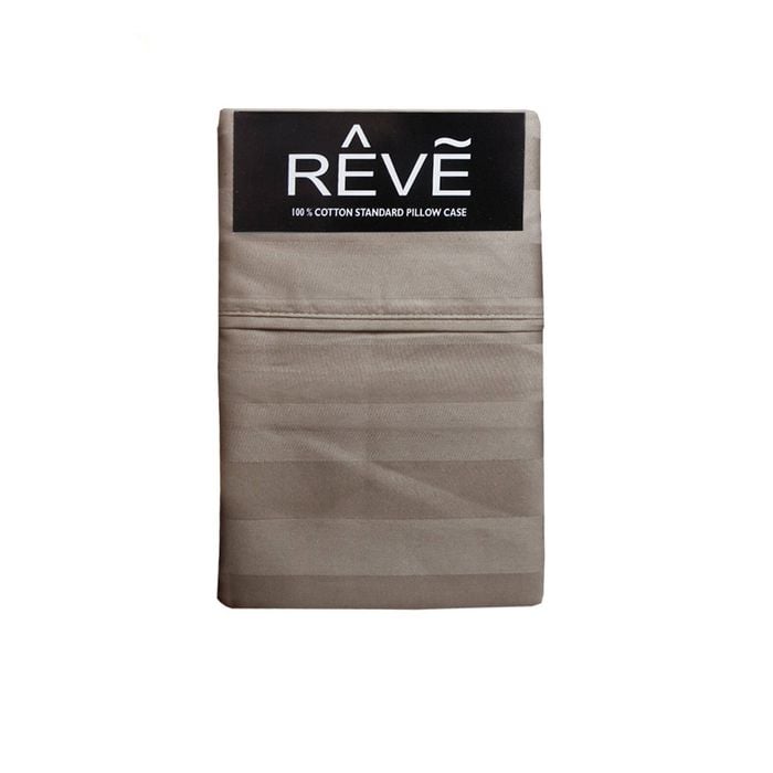 Bloomington Pair of Reve 100% Cotton Standard Pillowcases 48 x 74 cm Vertical Stripe Mocha