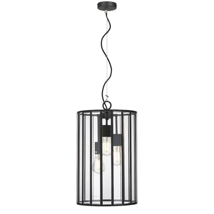 Telbix Pratt Modern Pendant Hanging Lamp Light Glass Solid Brass Clear Black