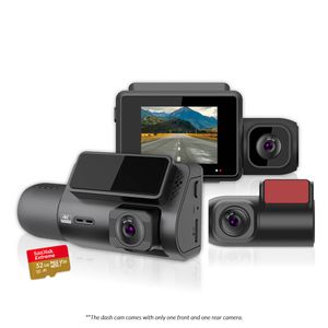 Elinz 3 CH Dash Cam 4K+1080P+2K WiFi GPS Supercapacitor Sony Starvis 32GB U3 Card