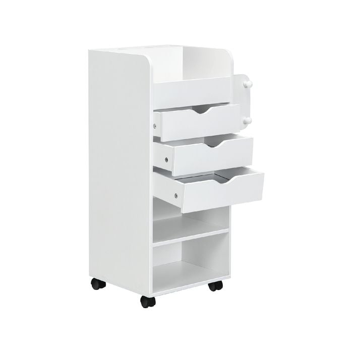 Costway 3 Drawer Mobile Filie Cabinet Storage Bedside Table