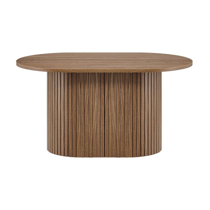 Design Square Galene Oval Wooden Coffee Tea Table 80cm Walnut