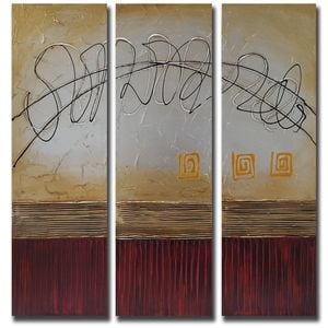 P&P Dynamic Abstract Hand Painting - Set of 3 Modern Art 30x90x3cm