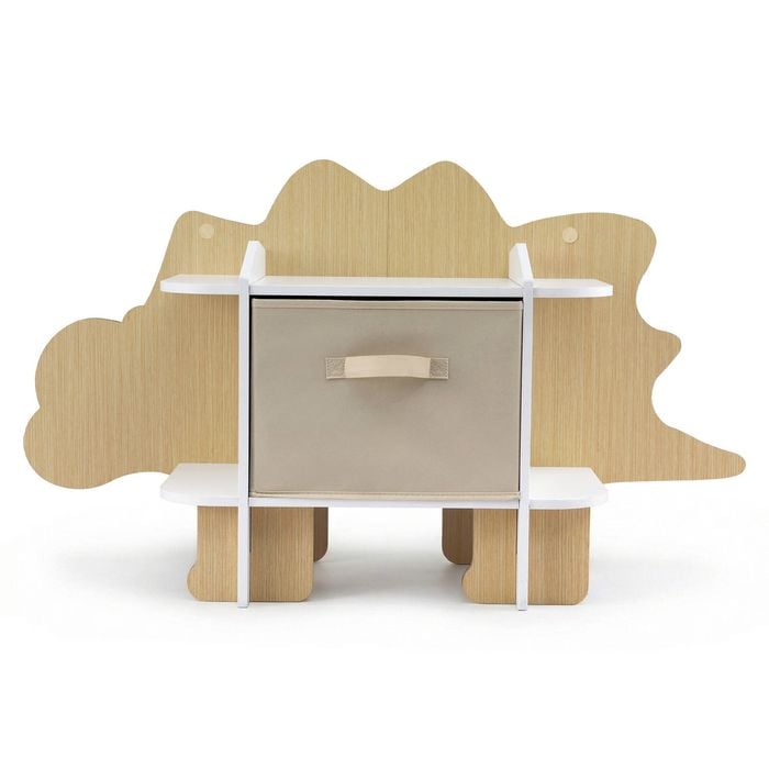 Keezi Dinosaur Kids Bookshelf 2-Tier Bookcase Wooden with with Fabric Drawer