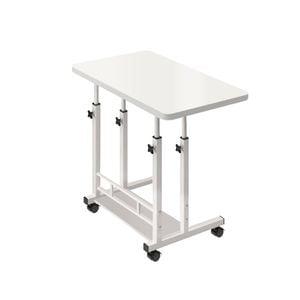 Foret Mobile Laptop Bedside Study Desk Storage Stand Adjustable Portable 2 Shelf White