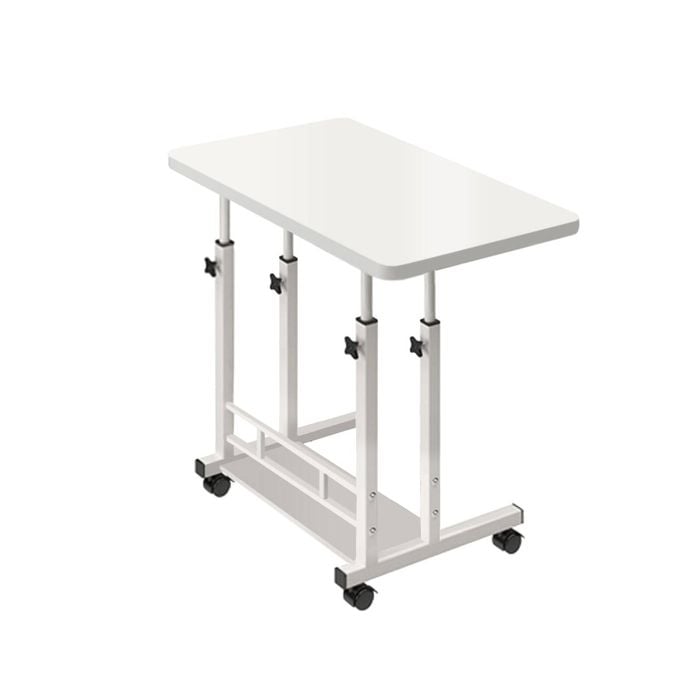 Foret Mobile Laptop Bedside Study Desk Storage Stand Adjustable Portable 2 Shelf White