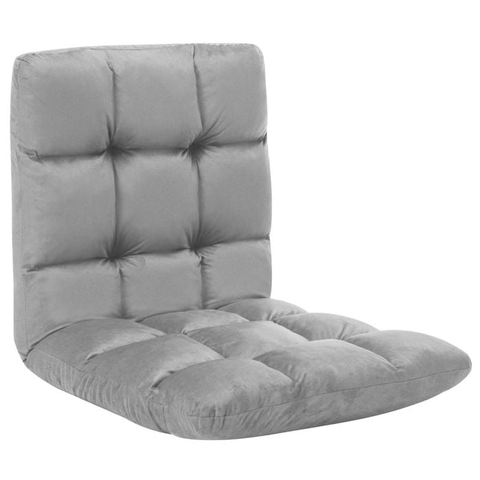 vidaXL Folding Floor Chair Light Grey Microfibre Lounger